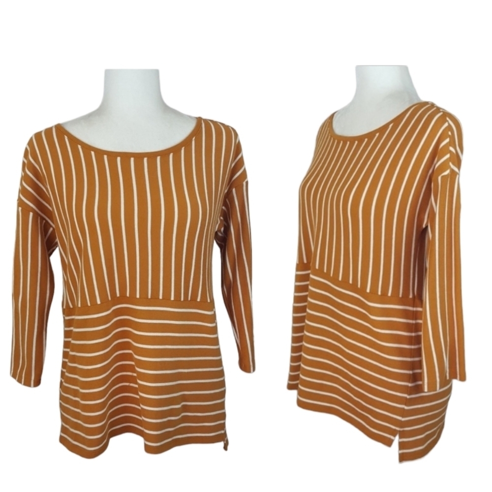 Maison Jules Goldenrod and White Striped Sweater